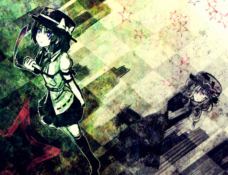 Two Anime Girls Fighting — Green, Dramatic, Sword