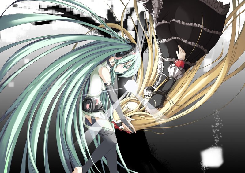 Two Anime Girls Fighting — Green