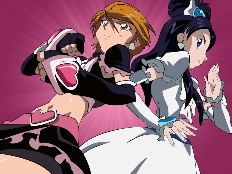 Two Anime Girls Fighting — Purple, Dramatic, Pink Background