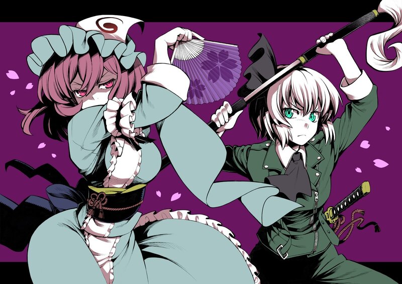Two Anime Girls Fighting — Purple, Dramatic, Spring