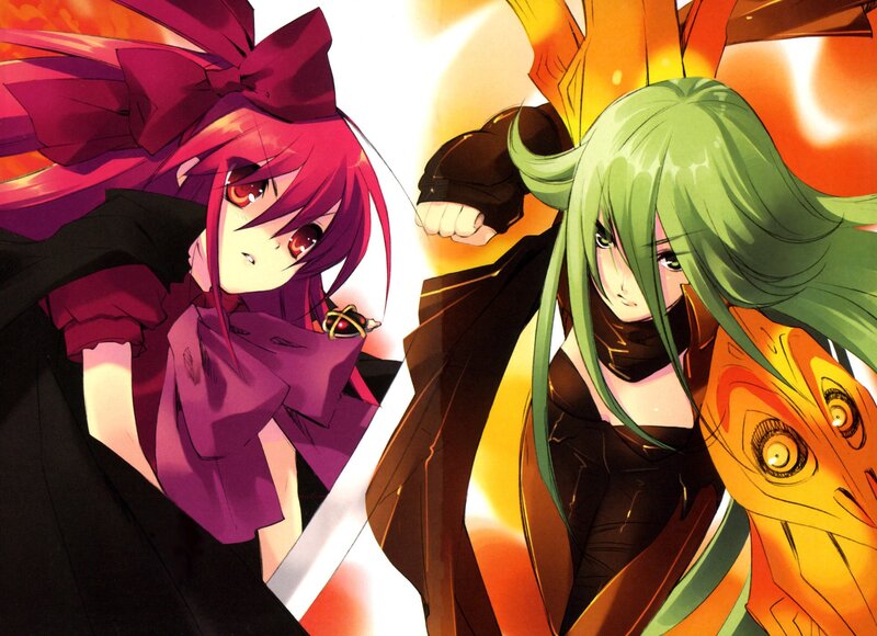 Two Anime Girls Fighting — Purple, Dramatic, Sword