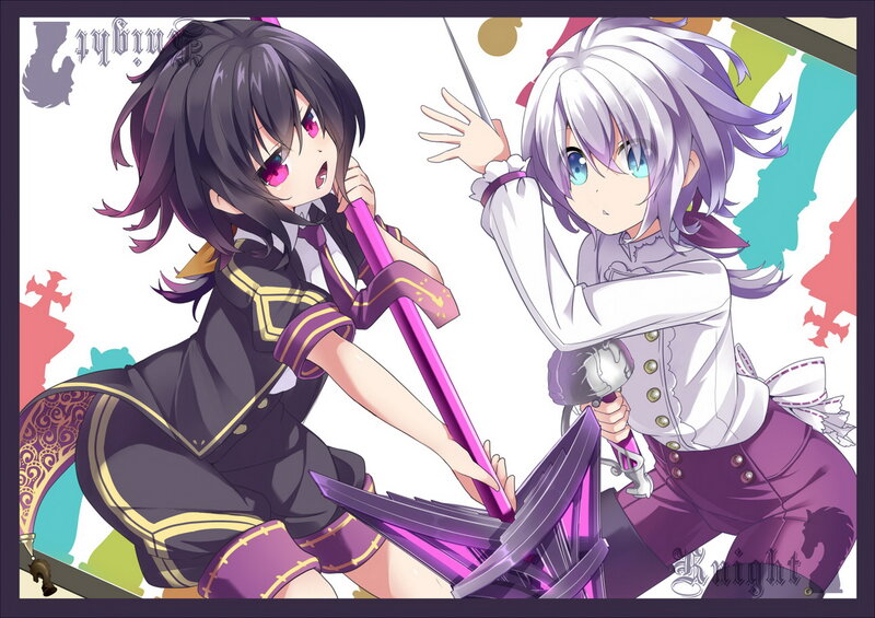 Two Anime Girls Fighting — Purple, Dynamic