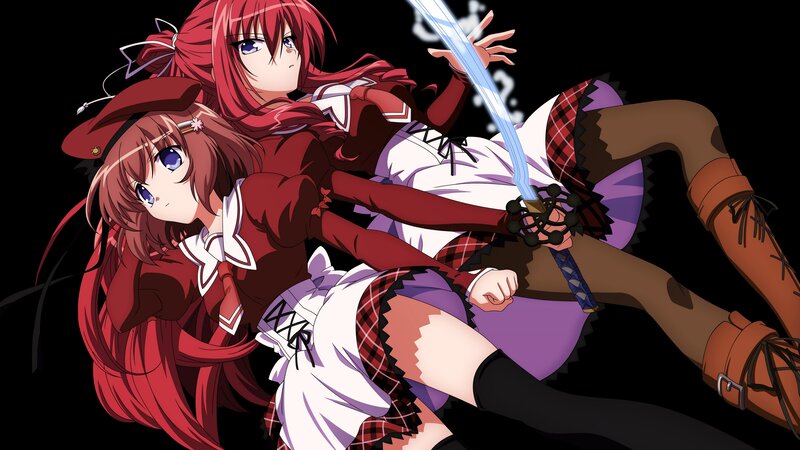 Two Anime Girls Fighting — Red, Dramatic, Sword, Magic
