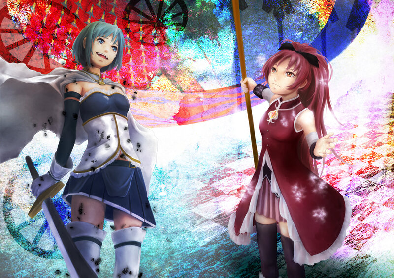Two Anime Girls Fighting — Red, Dramatic