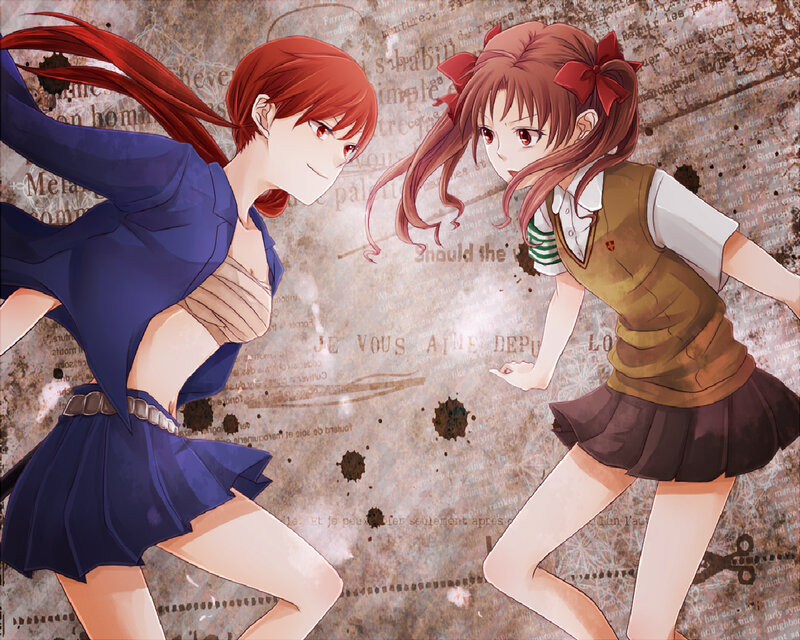 Two Anime Girls Fighting — Red, Dynamic