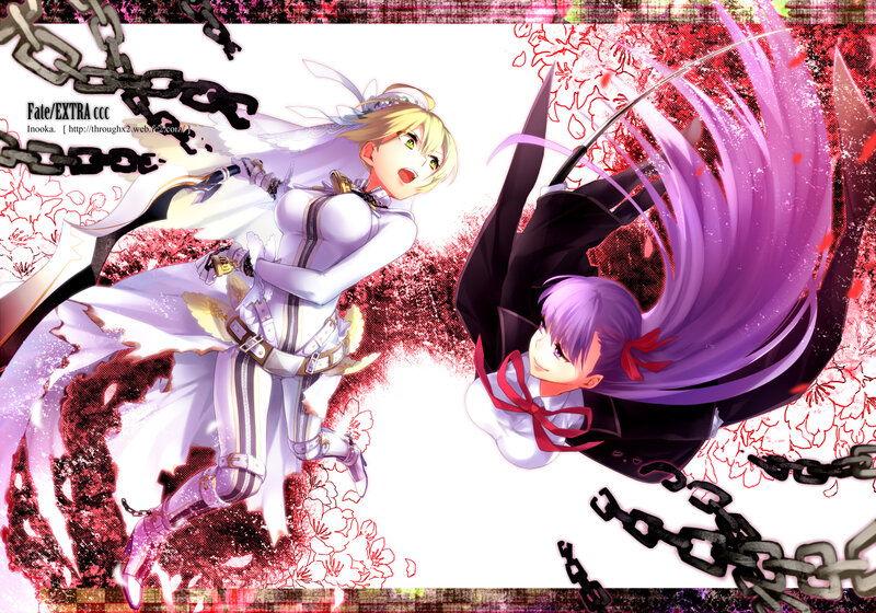 Two Anime Girls Fighting — White, Dramatic