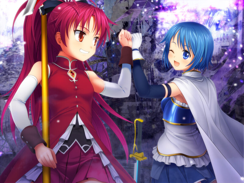 Two Anime Girls Fist-bumping