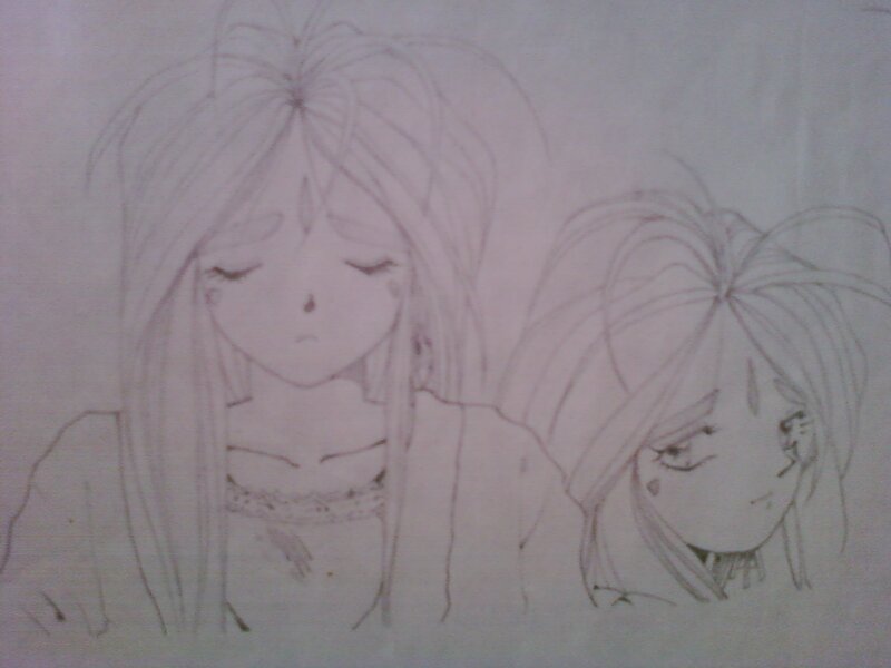 Two Anime Girls — Gray, Sad