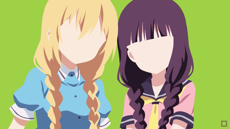 Two Anime Girls — Green, Calm, School Uniforms