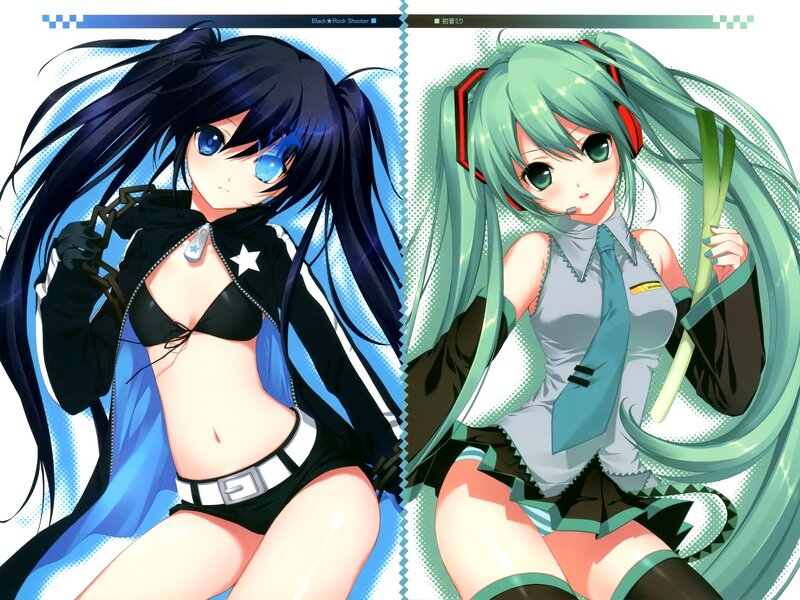 Two Anime Girls — Green, Dynamic, Headphones