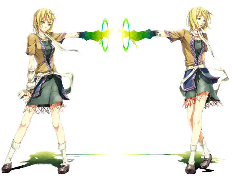 Two Anime Girls — Green, Dynamic