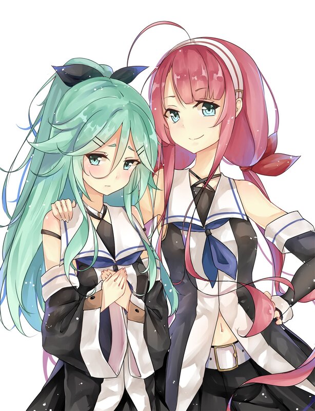 Two Anime Girls — Green, Friendly