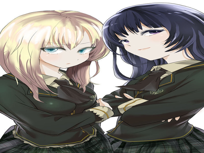 Two Anime Girls — Green, Neutral
