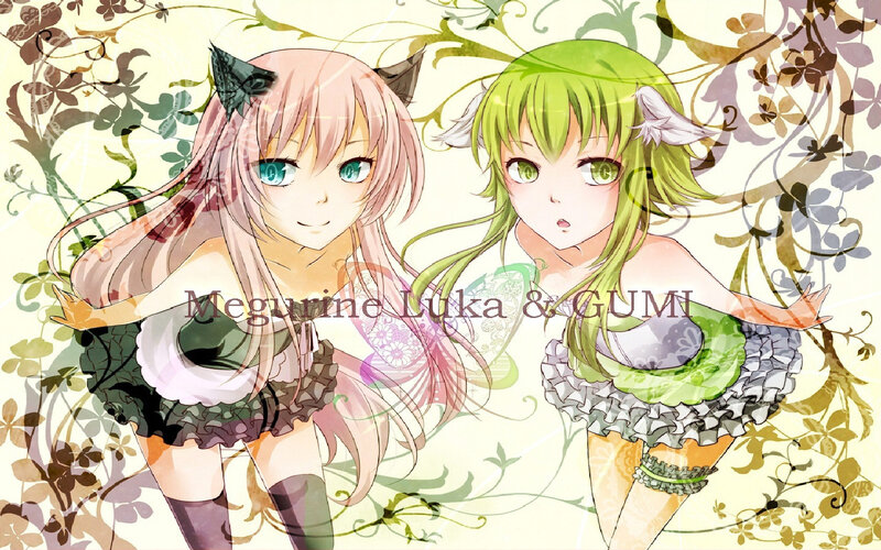 Two Anime Girls — Green, Playful, Cat Ears
