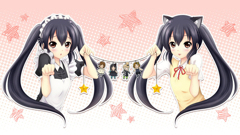 Two Anime Girls Holding a String