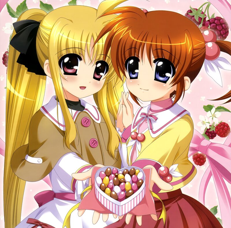Two Anime Girls Holding Candy