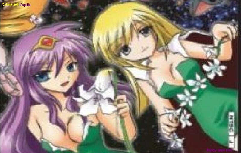 Two Anime Girls Holding Flowers