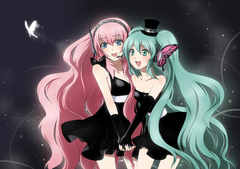 Two anime girls holding hands