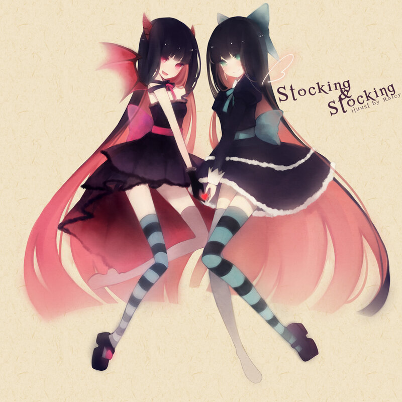 Two anime girls holding hands