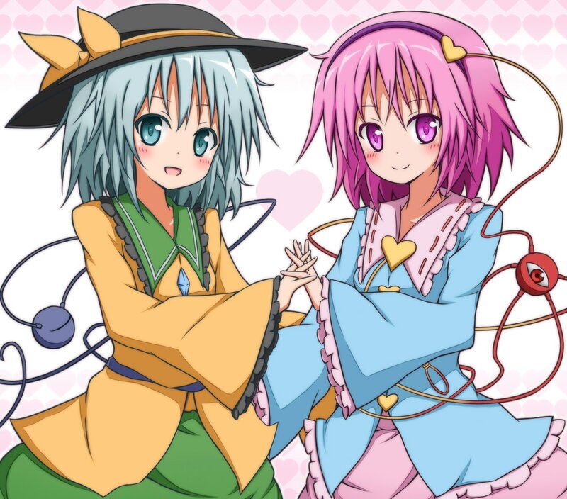 Two anime girls holding hands