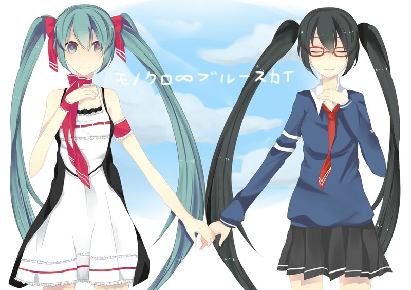 Two anime girls holding hands