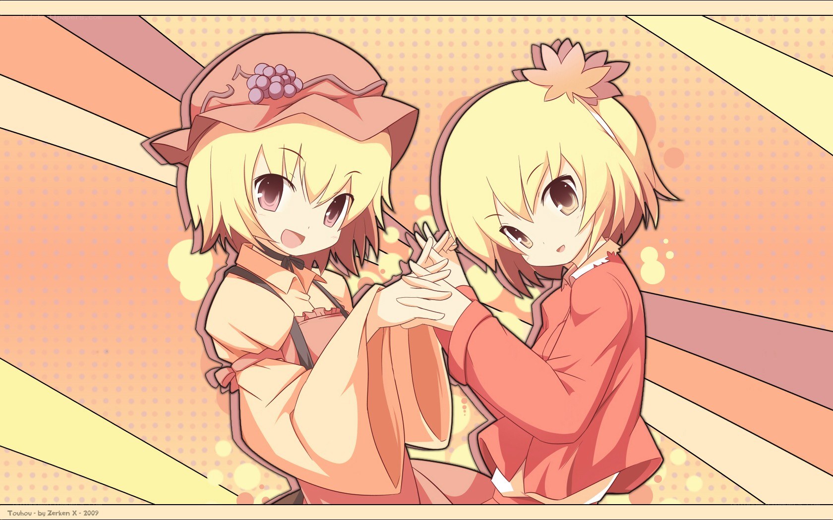 Two anime girls holding hands