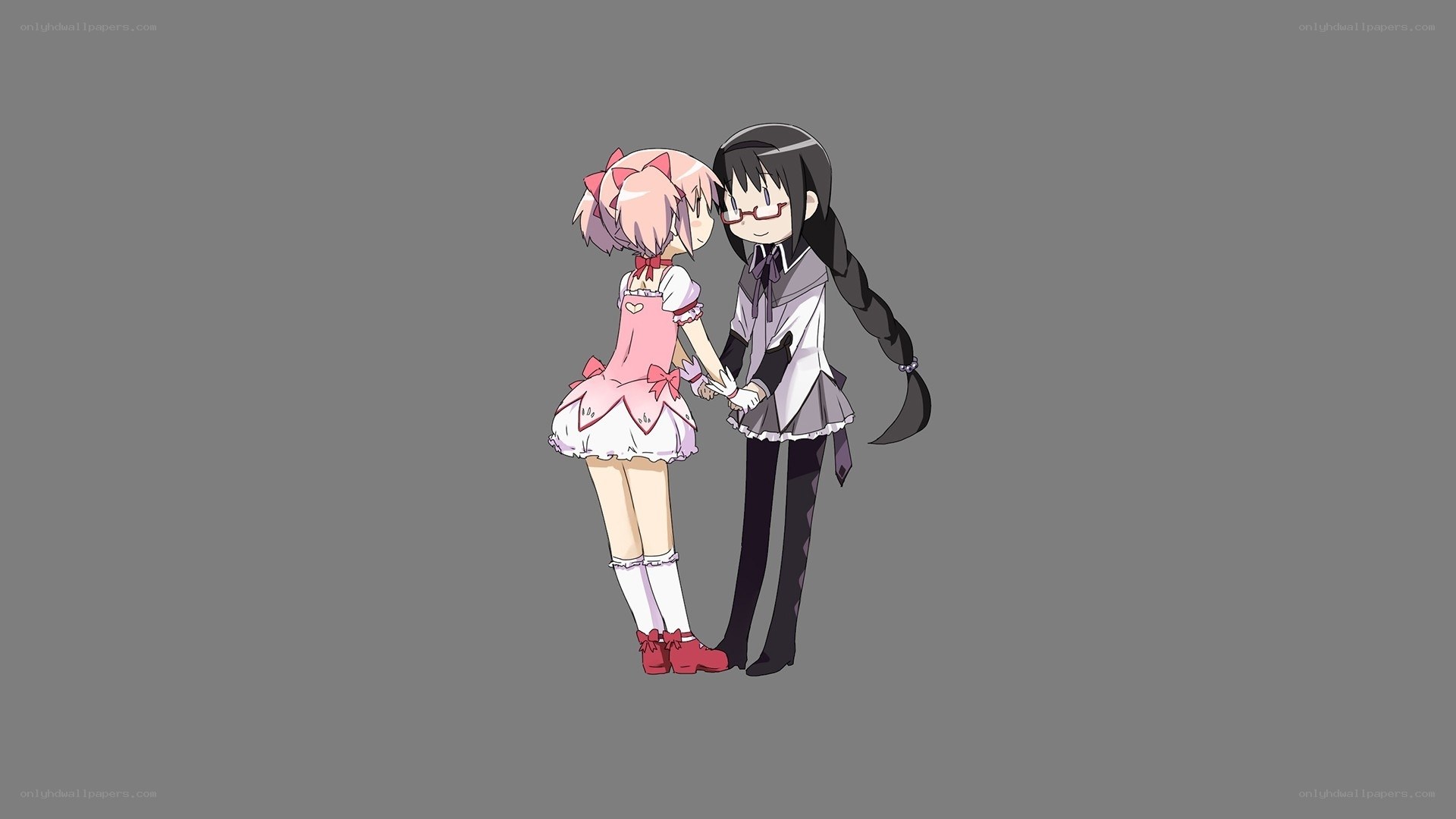 two anime girls holding hands