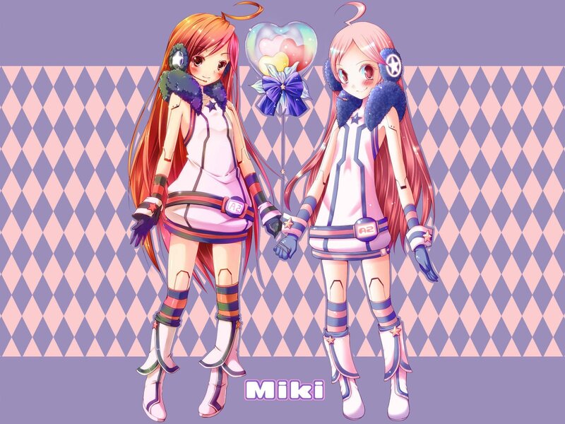 Two anime girls holding hands