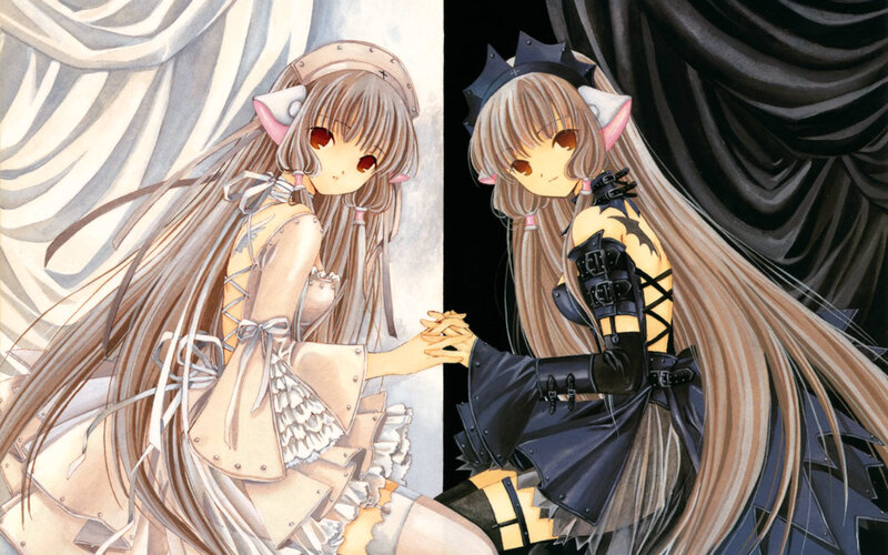 Two Anime Girls Holding Hands — Brown, Dramatic, Manga