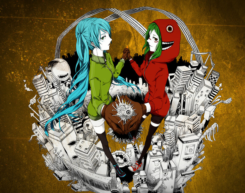 Two Anime Girls Holding Hands — Gold, Dramatic