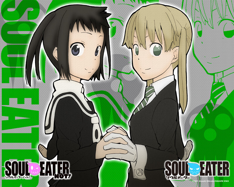 Two Anime Girls Holding Hands — Green, Friendly