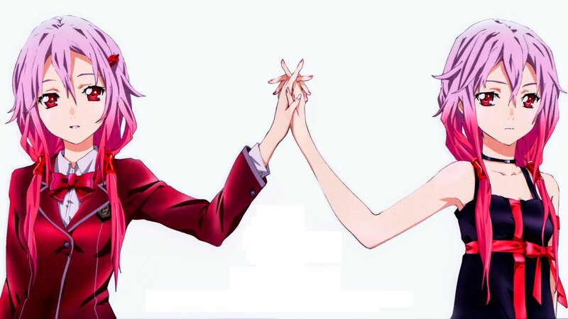 Two Anime Girls Holding Hands — Pink, Calm, School Uniform