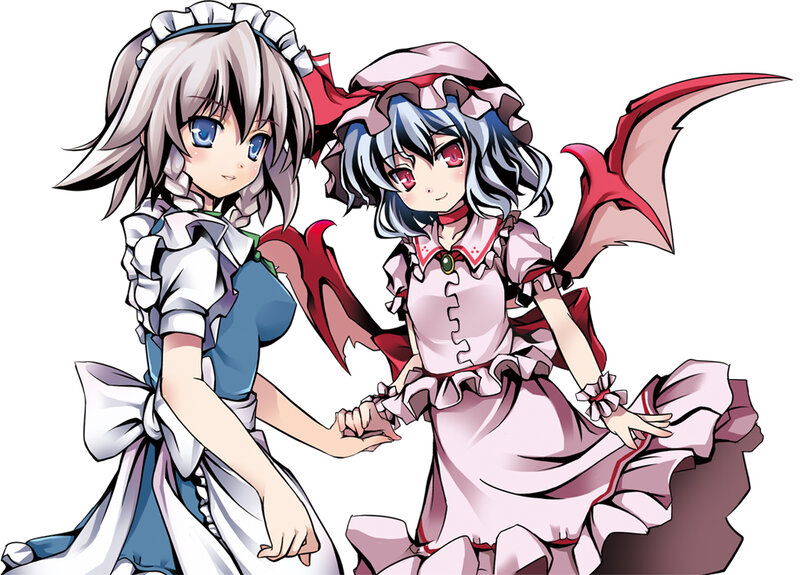 Two Anime Girls Holding Hands — Pink, Playful