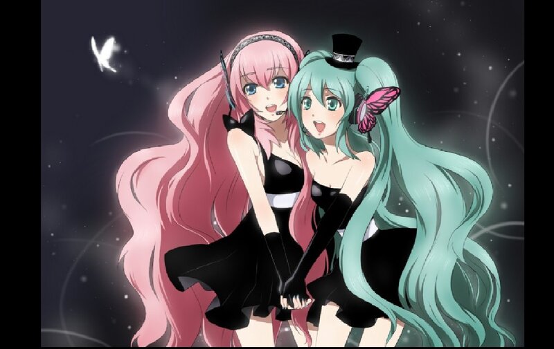 Two Anime Girls Holding Hands — Pink