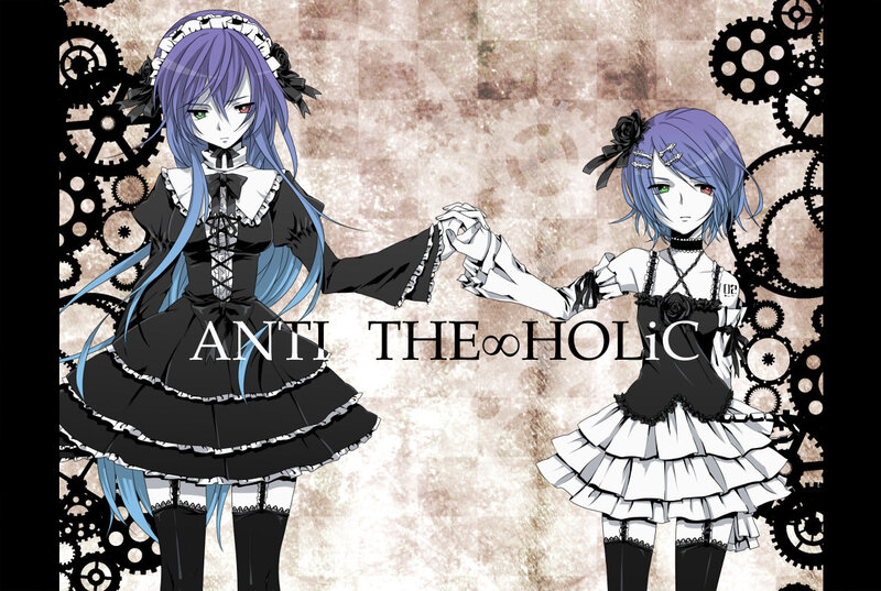 Two Anime Girls Holding Hands — Purple, Dramatic, Gears
