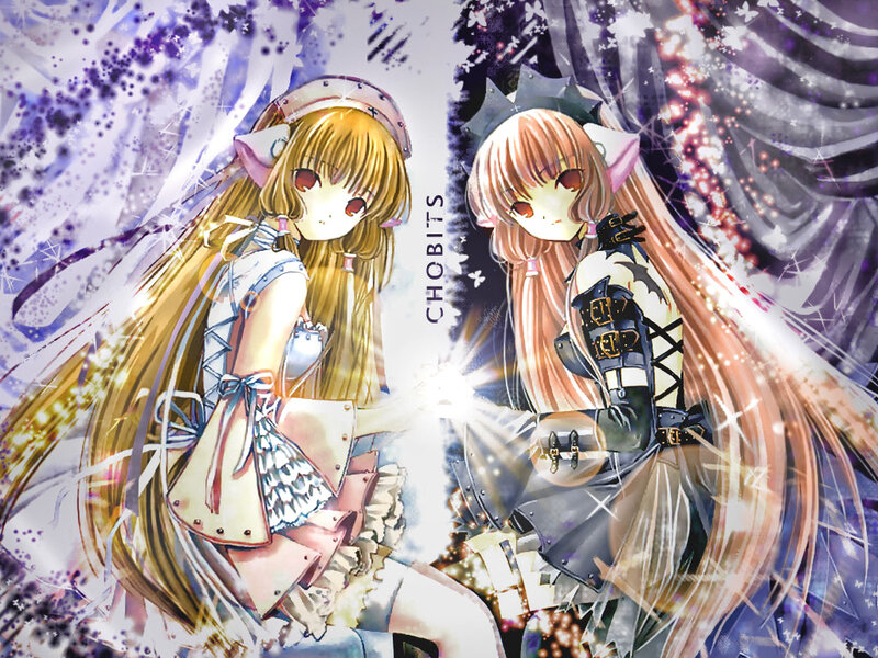 Two Anime Girls Holding Hands — Purple, Magical