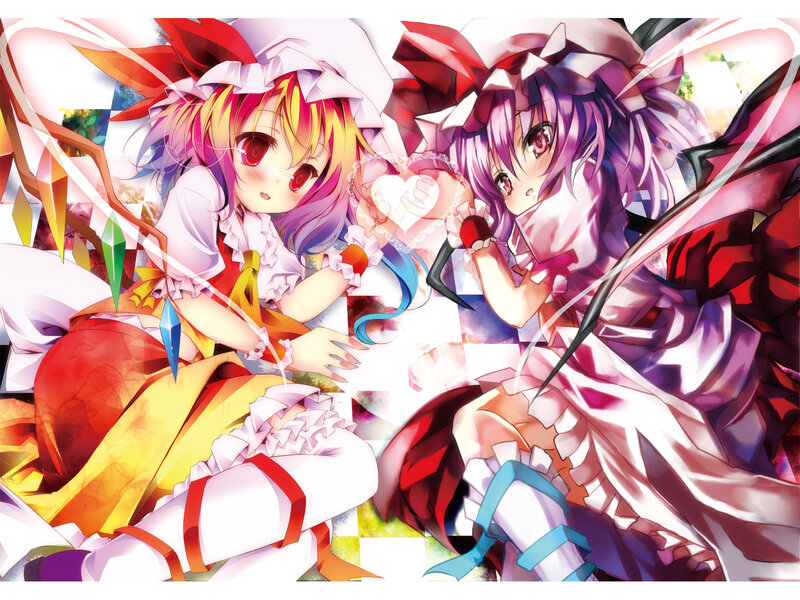 Two Anime Girls Holding Hands — Purple, Playful
