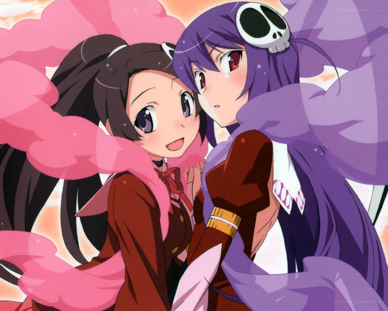 Two anime girls hugging