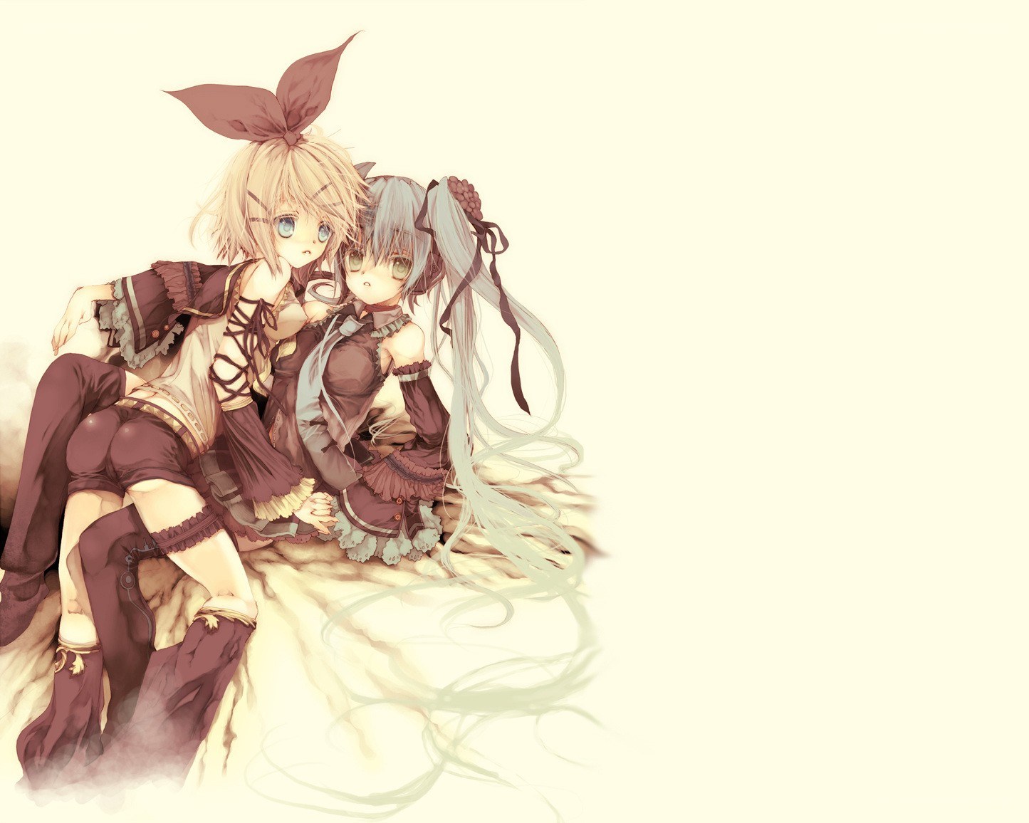 Two anime girls hugging