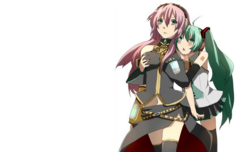 two anime girls hugging