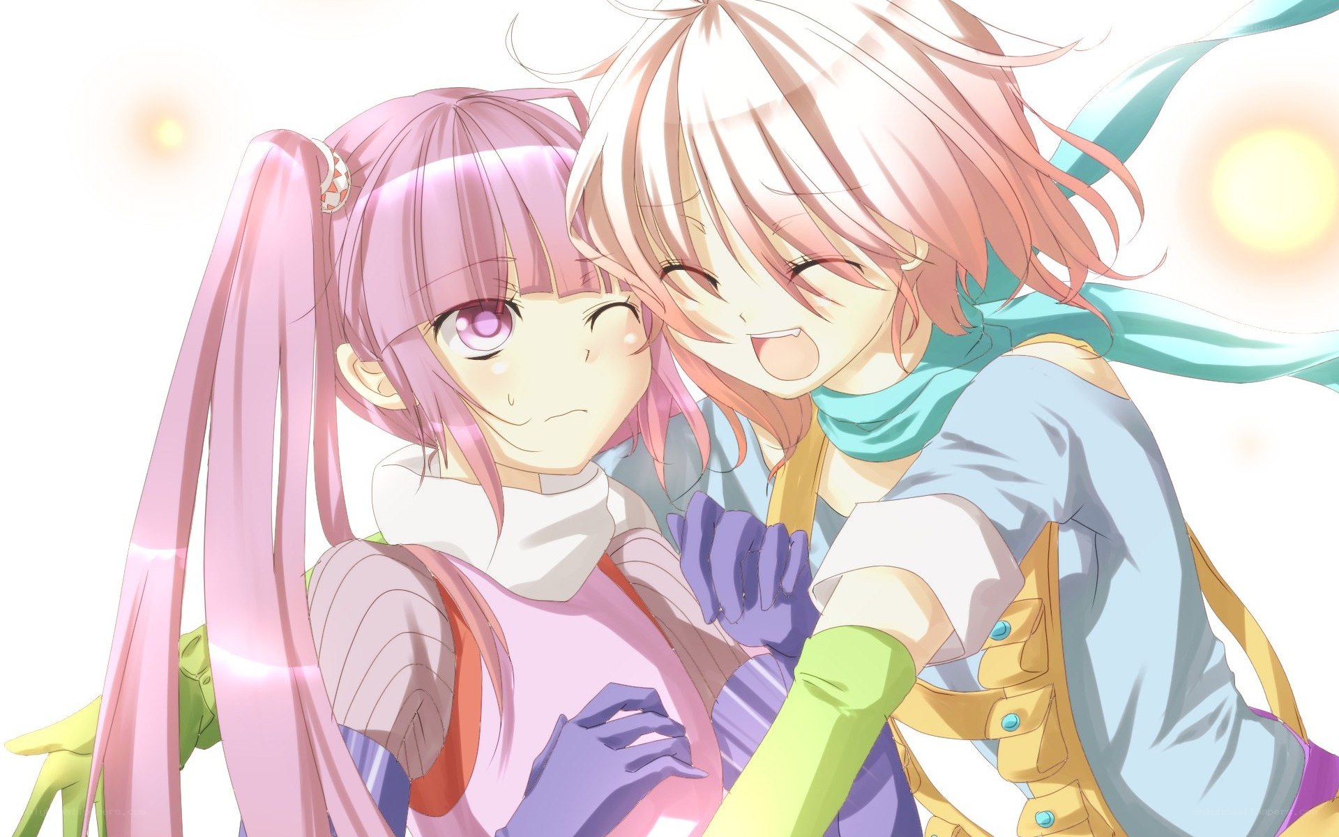 Two anime girls hugging