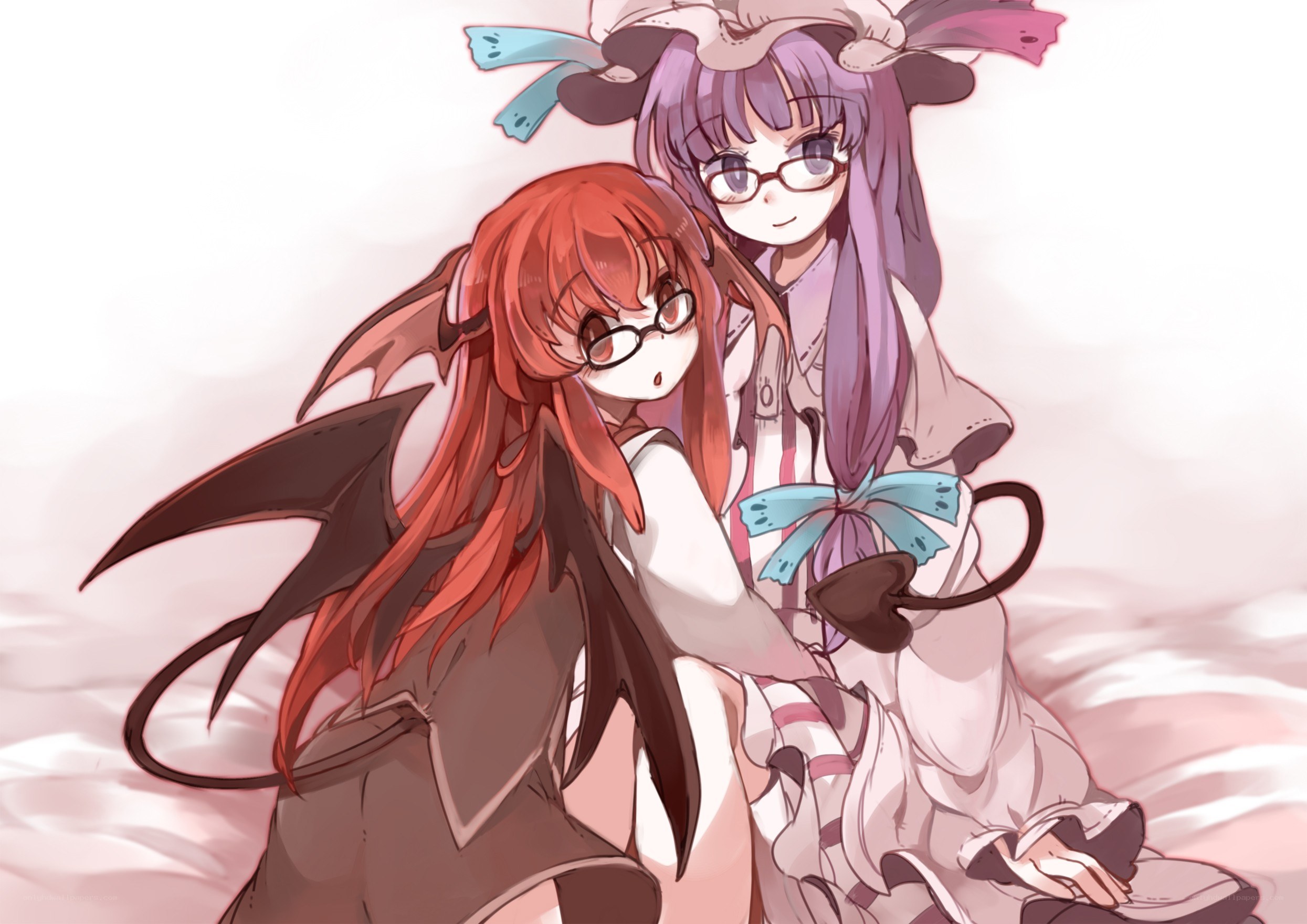 Two anime girls hugging