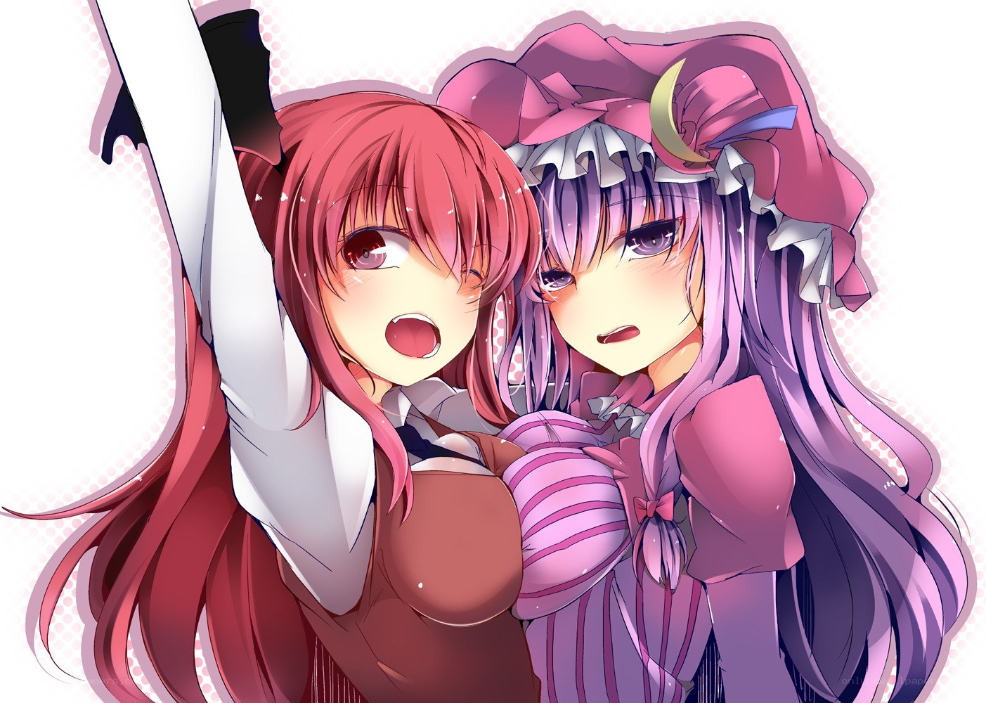 two anime girls hugging