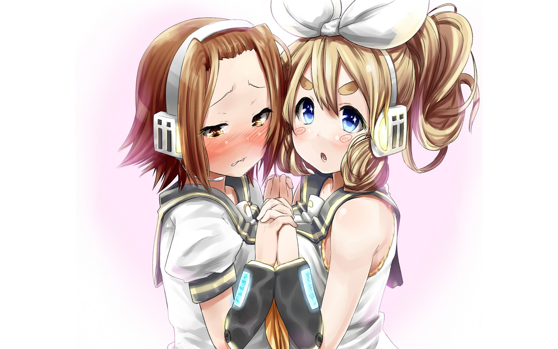 two anime girls hugging
