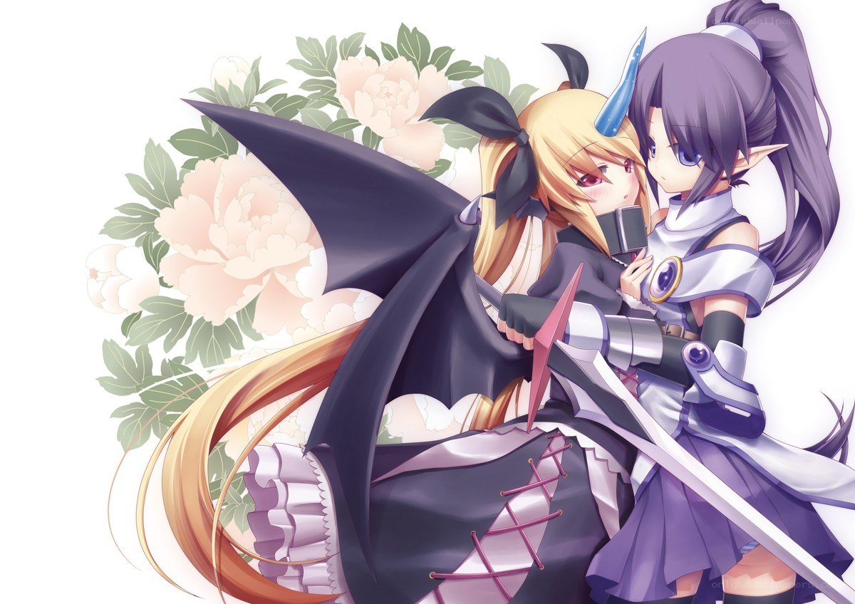 Two anime girls hugging