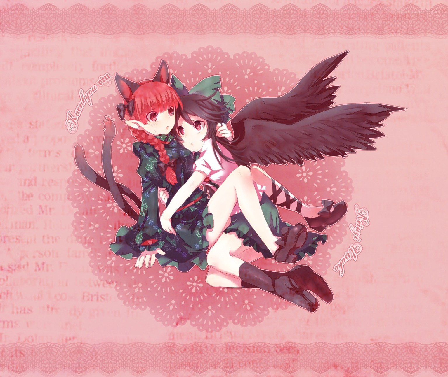 Two anime girls hugging