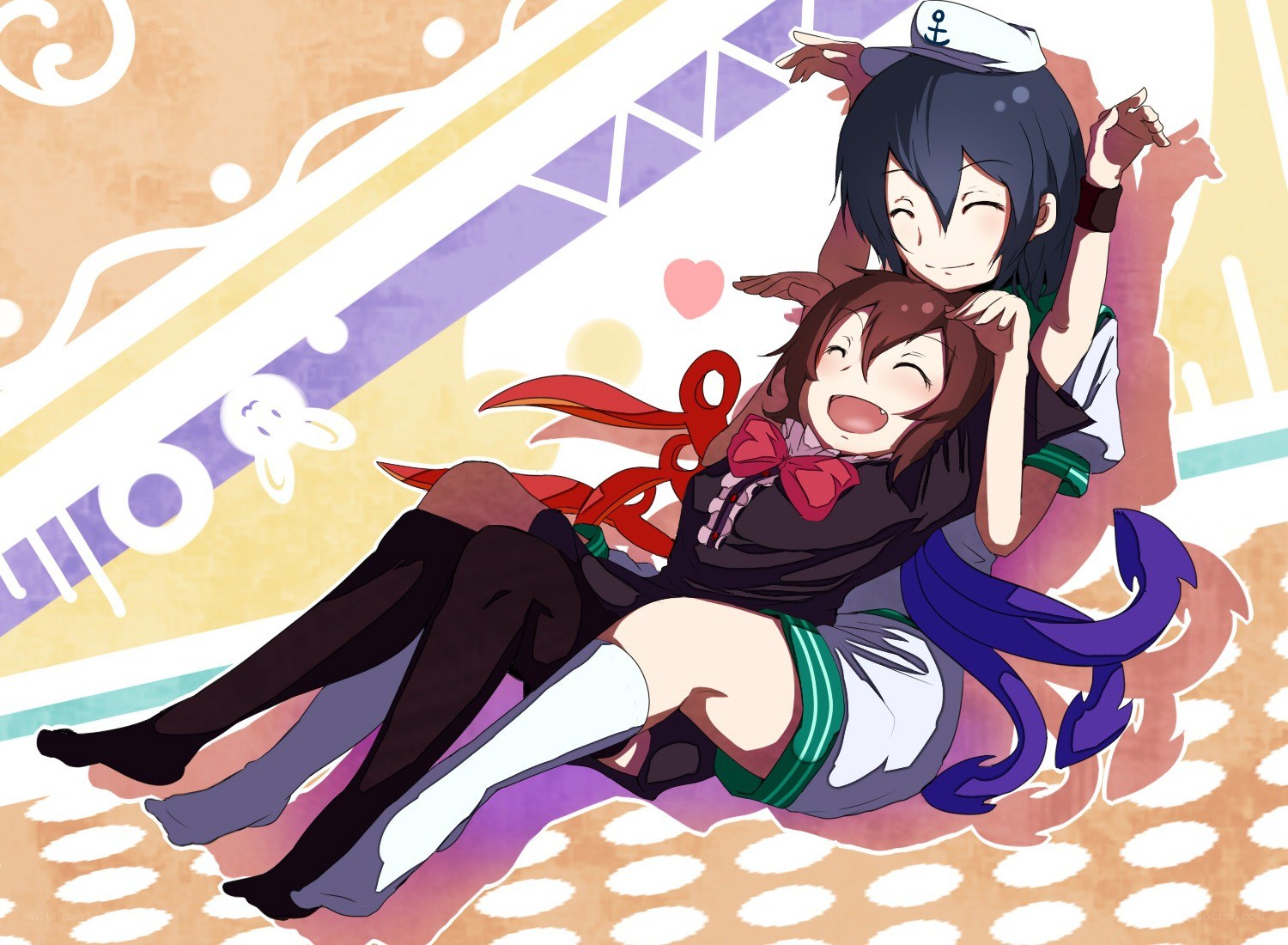 Two anime girls hugging