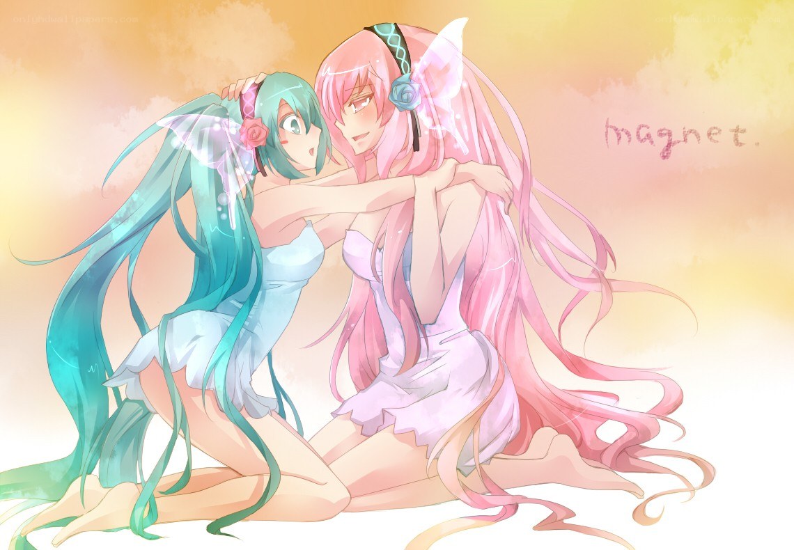 Two anime girls hugging