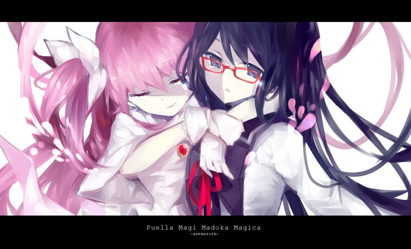 Two anime girls hugging