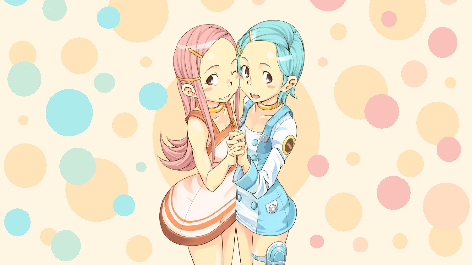 Two anime girls hugging